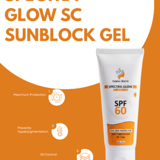 Derma White Spectra Glow SPF 60 Sunblock Gel – UVA/UVB Protection for Face (50g)